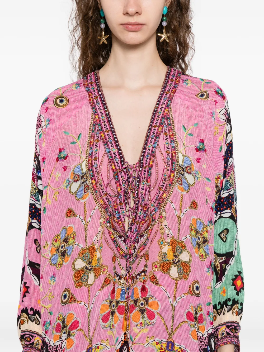 Camilla Blouse met patchwork Roze