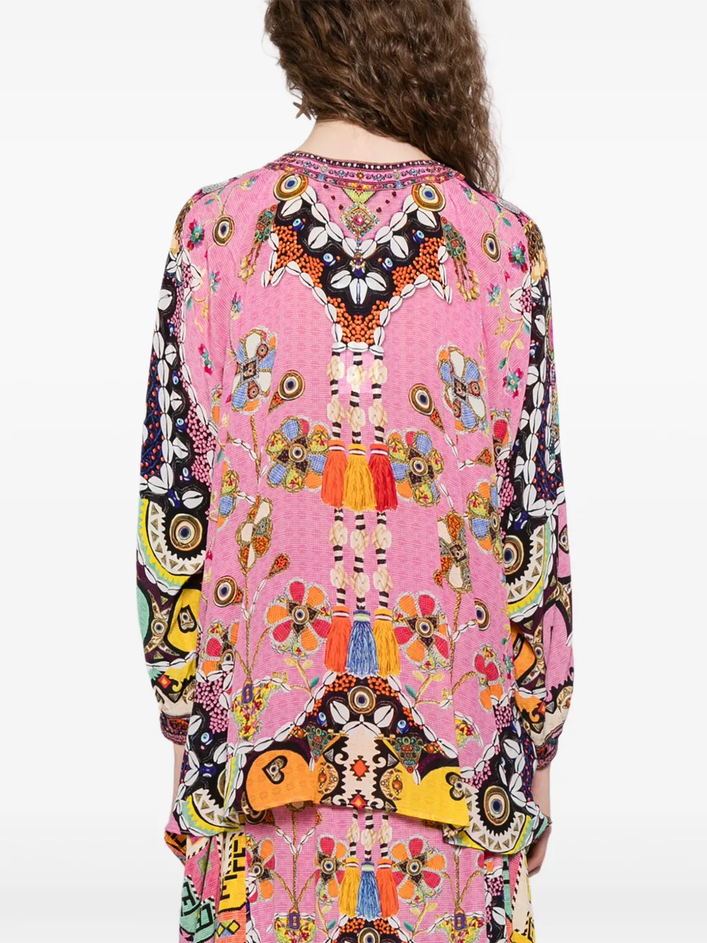 Camilla Blouse met patchwork Roze