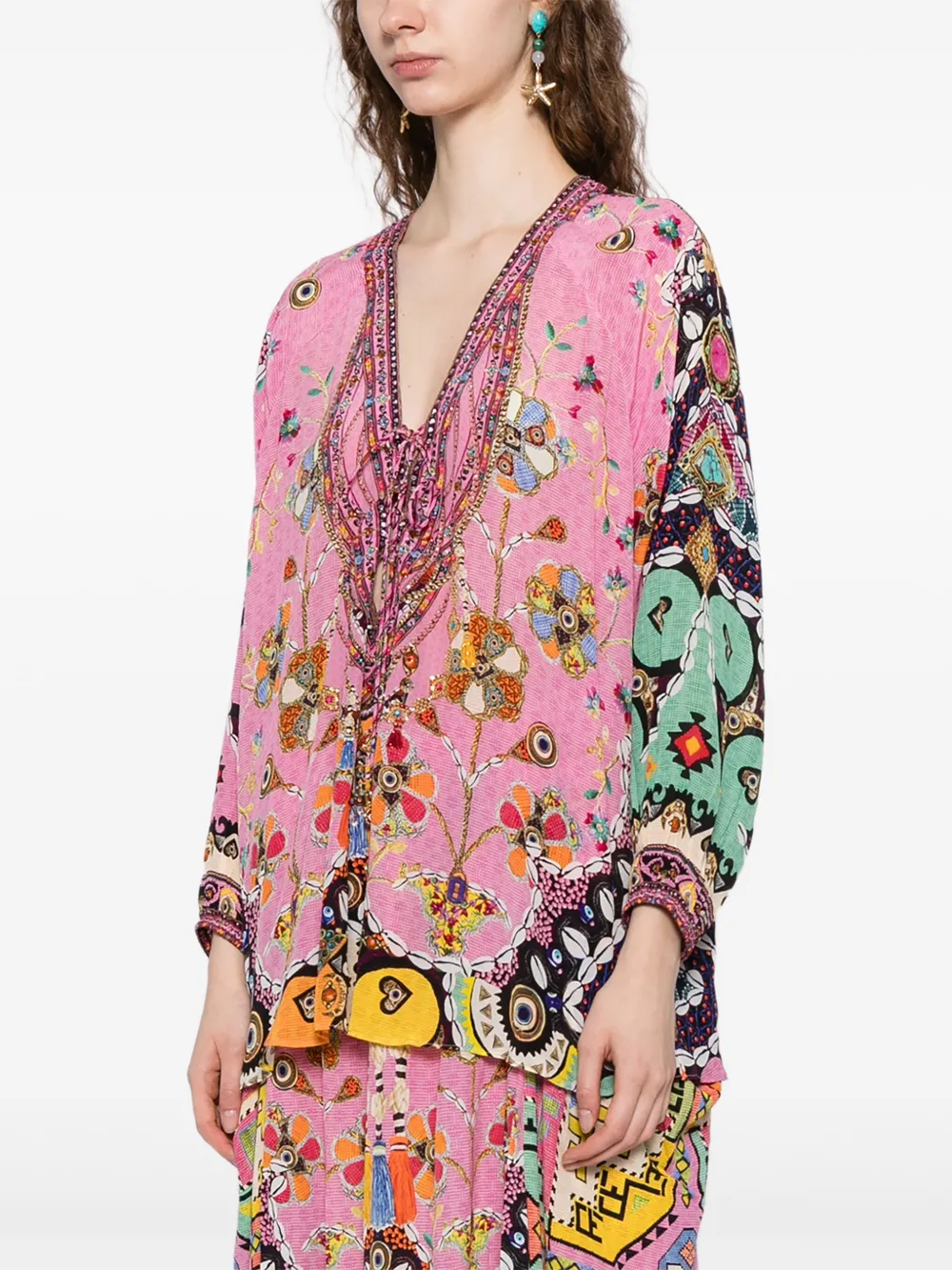 Camilla Blouse met patchwork Roze