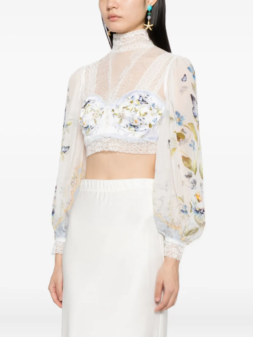 Camilla Botanical Ballads cropped top Beige