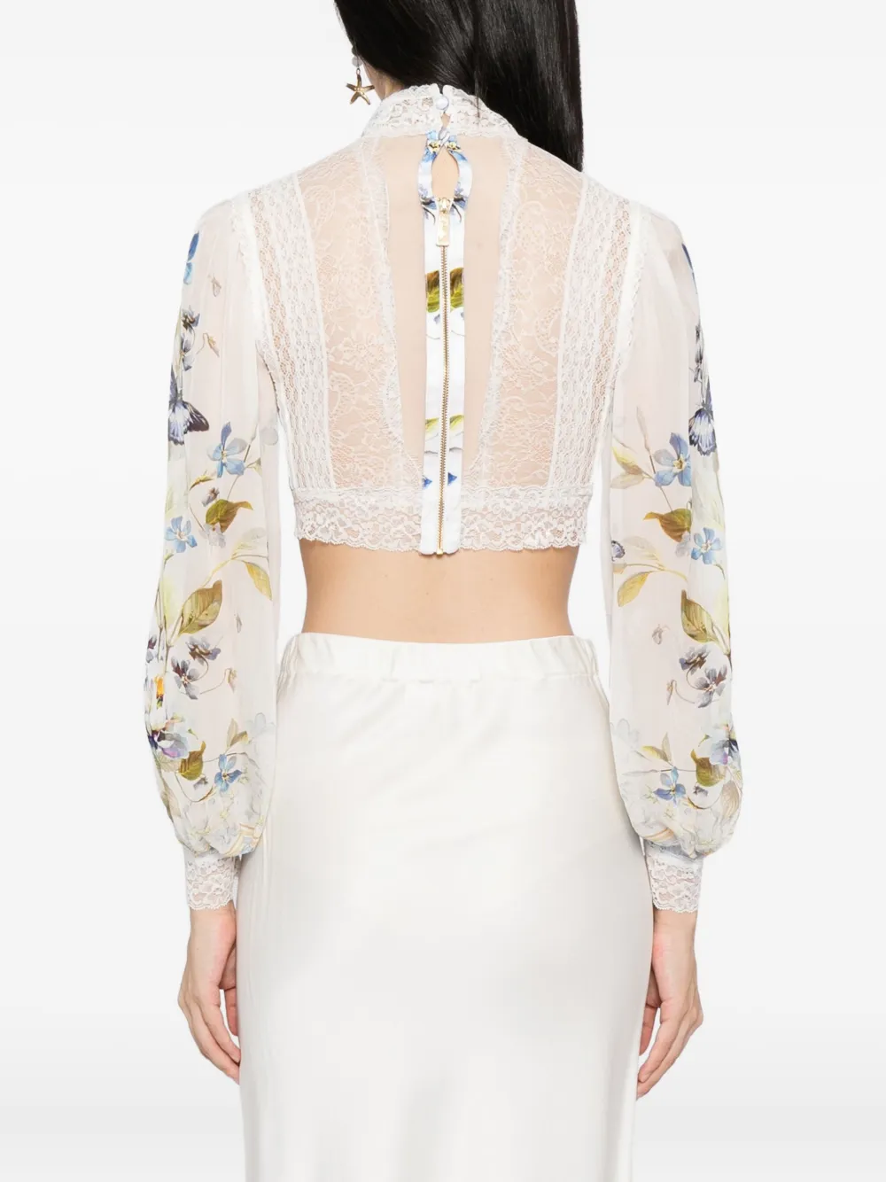 Camilla Botanical Ballads cropped top Beige