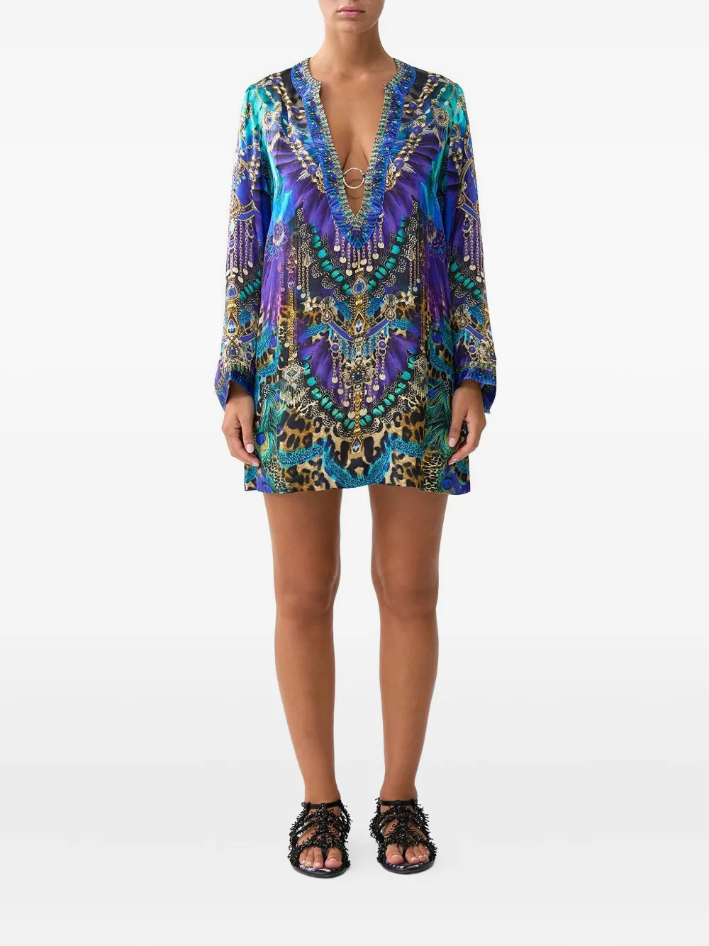 Camilla Tuniek met diepe V-hals en hardware Blauw