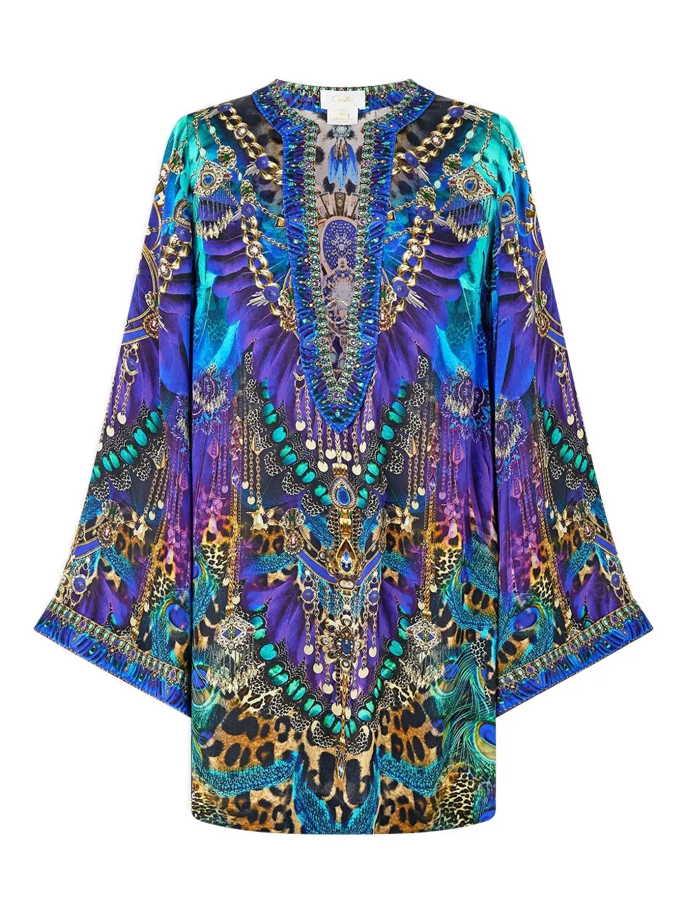 Camilla deep V-neck hardware kaftan - ブルー Camilla deep V-neck hardware kaftan - ブルー
