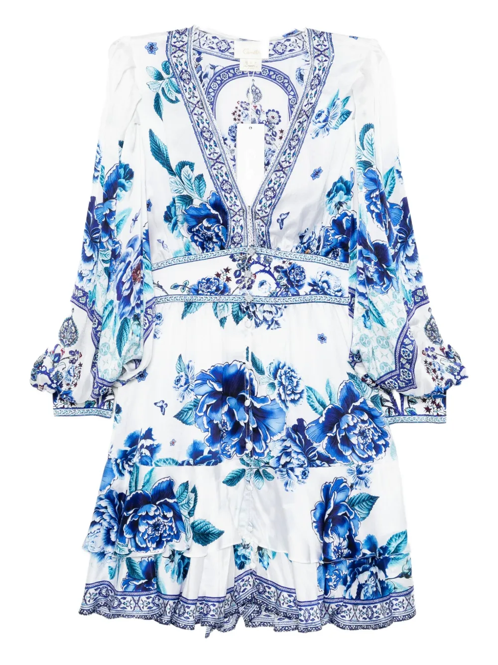 Camilla button front frill dress - ホワイト Camilla button front frill dress - ホワイト