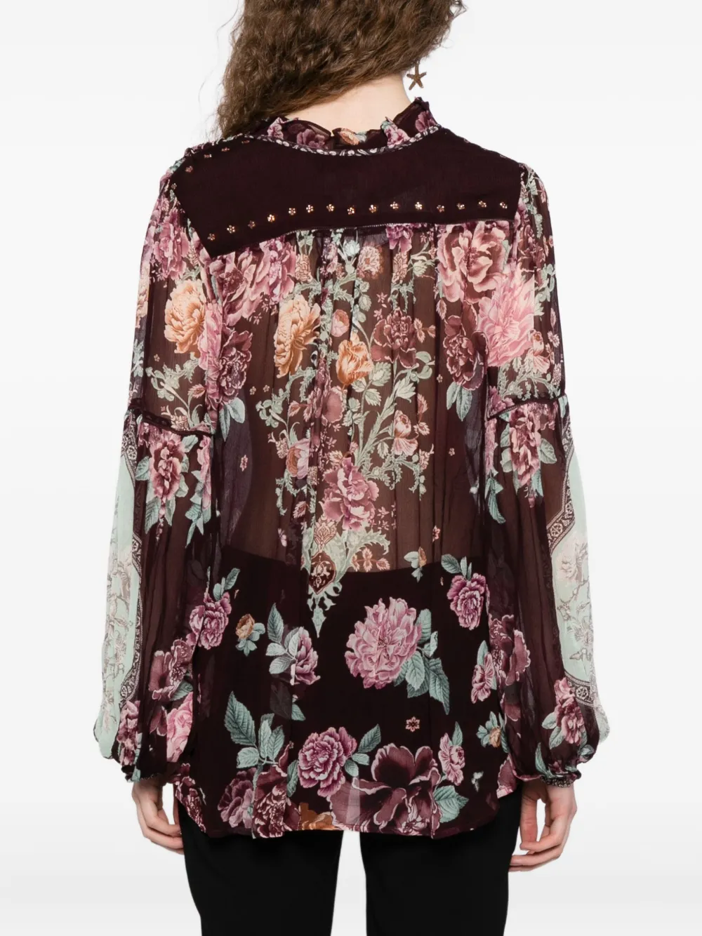 Camilla Blouse met franje Bruin