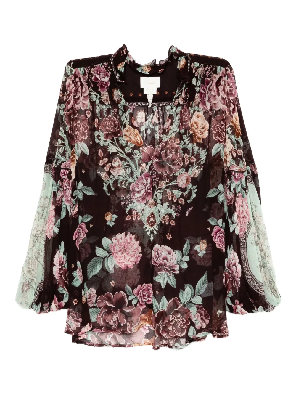 Camilla frill collared blouse - Marrone