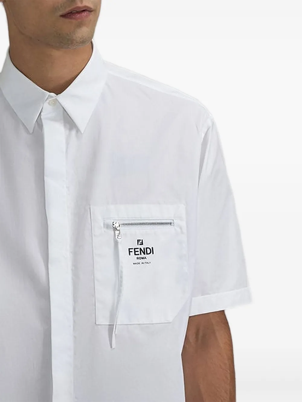 FENDI T-shirt met zak en rits Wit