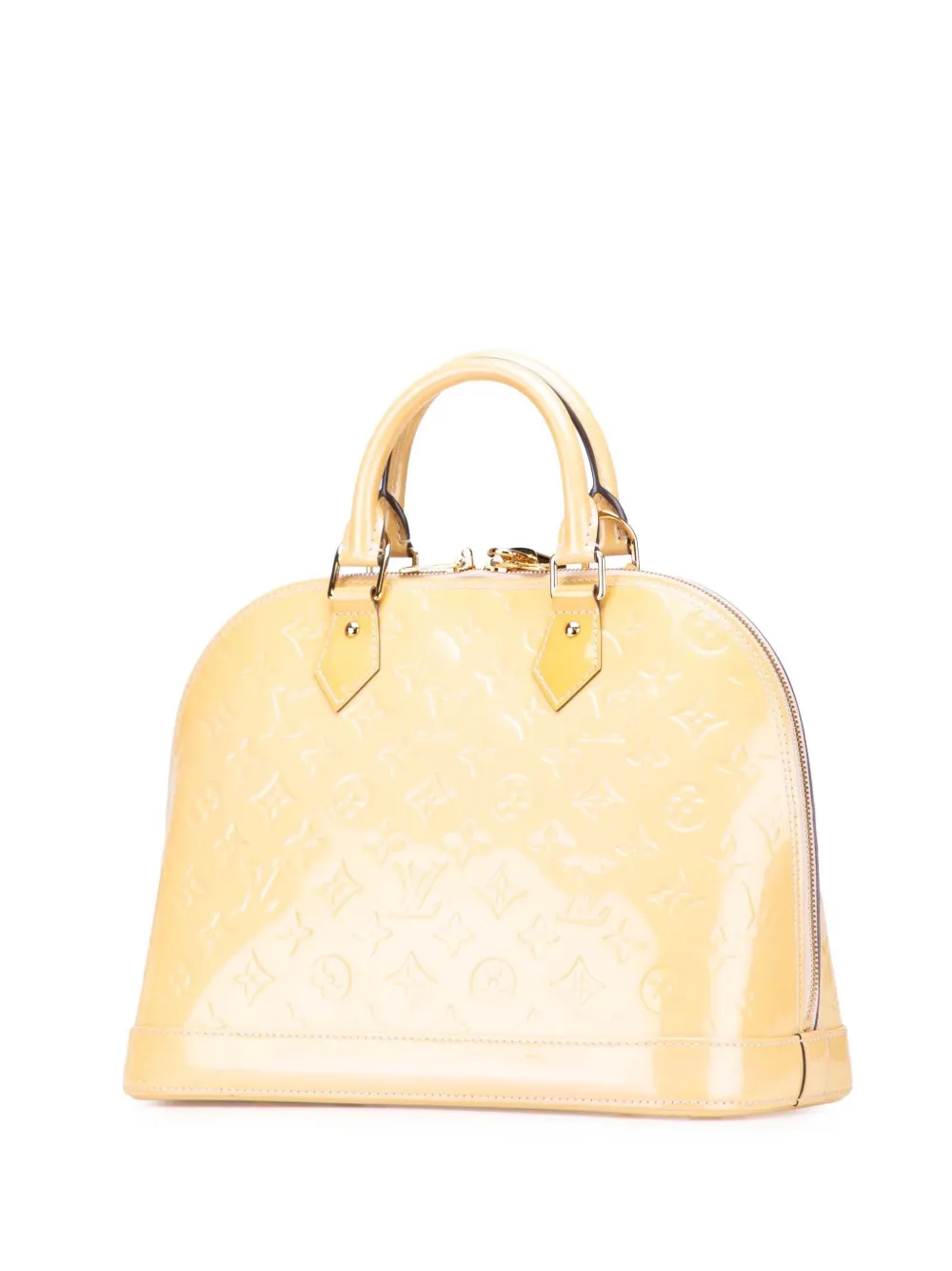 Pre-owned Louis Vuitton 1990-2025 Monogram Vernis Alma Pm Handbag In Yellow
