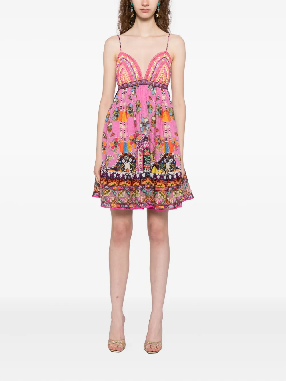 Camilla Patchwork Panorama jurk - Roze