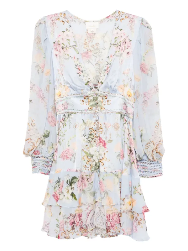Camilla Tiled in Time Mini Dress in Blue