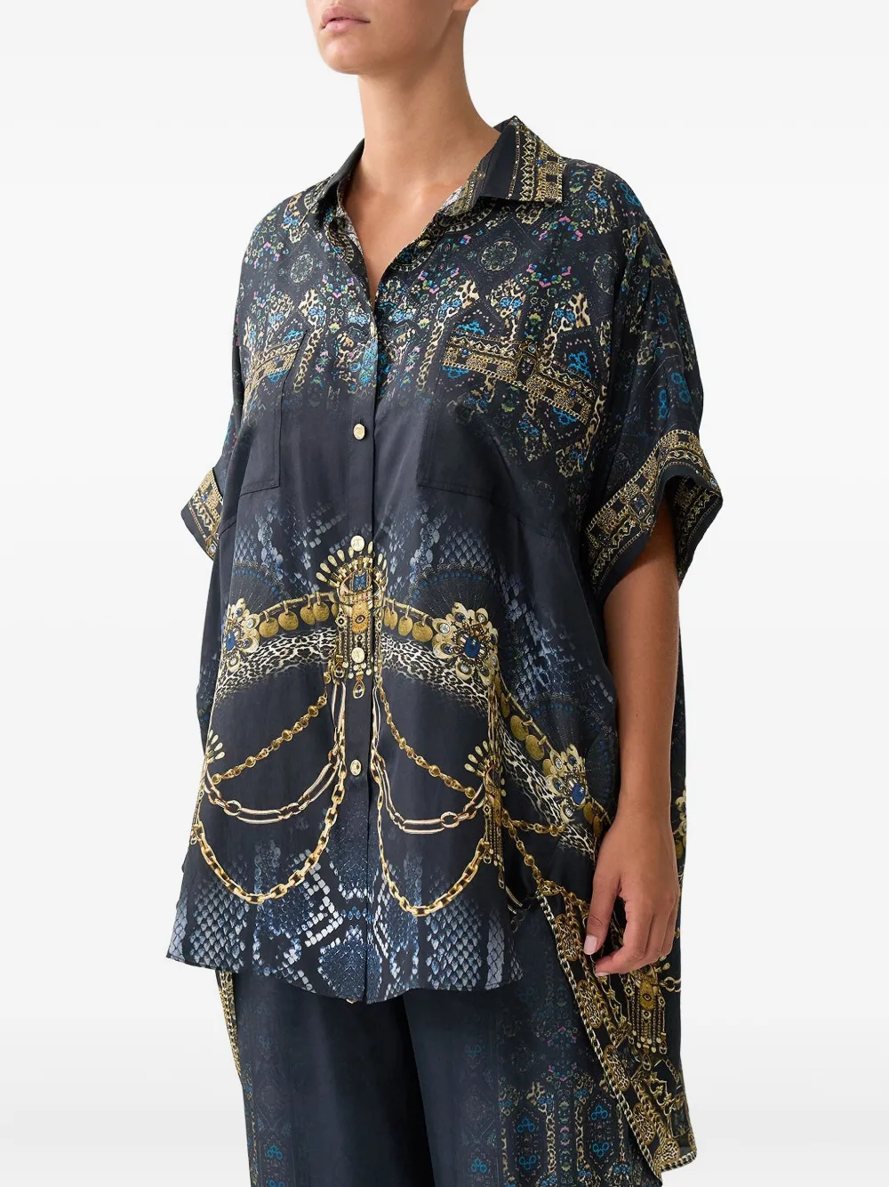 Camilla Blouse met zakdetail Blauw