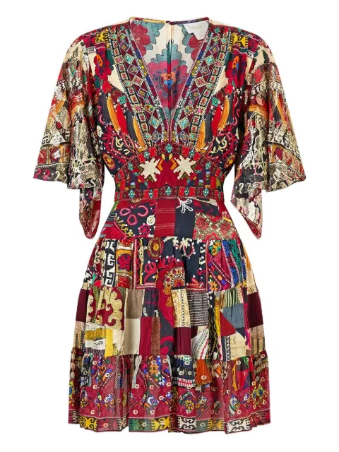 Camilla tiered patchwork alchemy mini dress