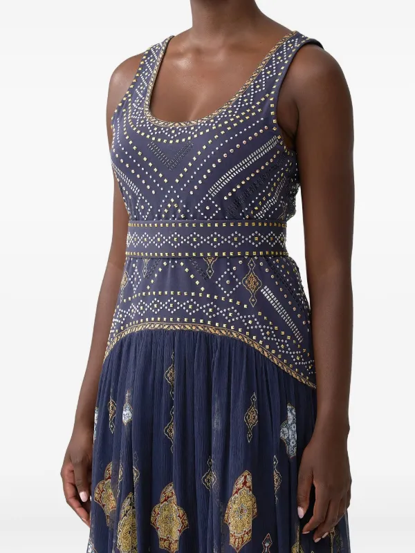 imperial blue dress Flared Print Dress main image 0