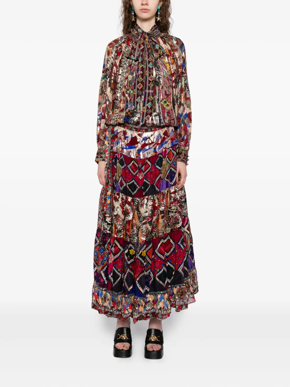 Camilla Blouse met patchwork - Rood