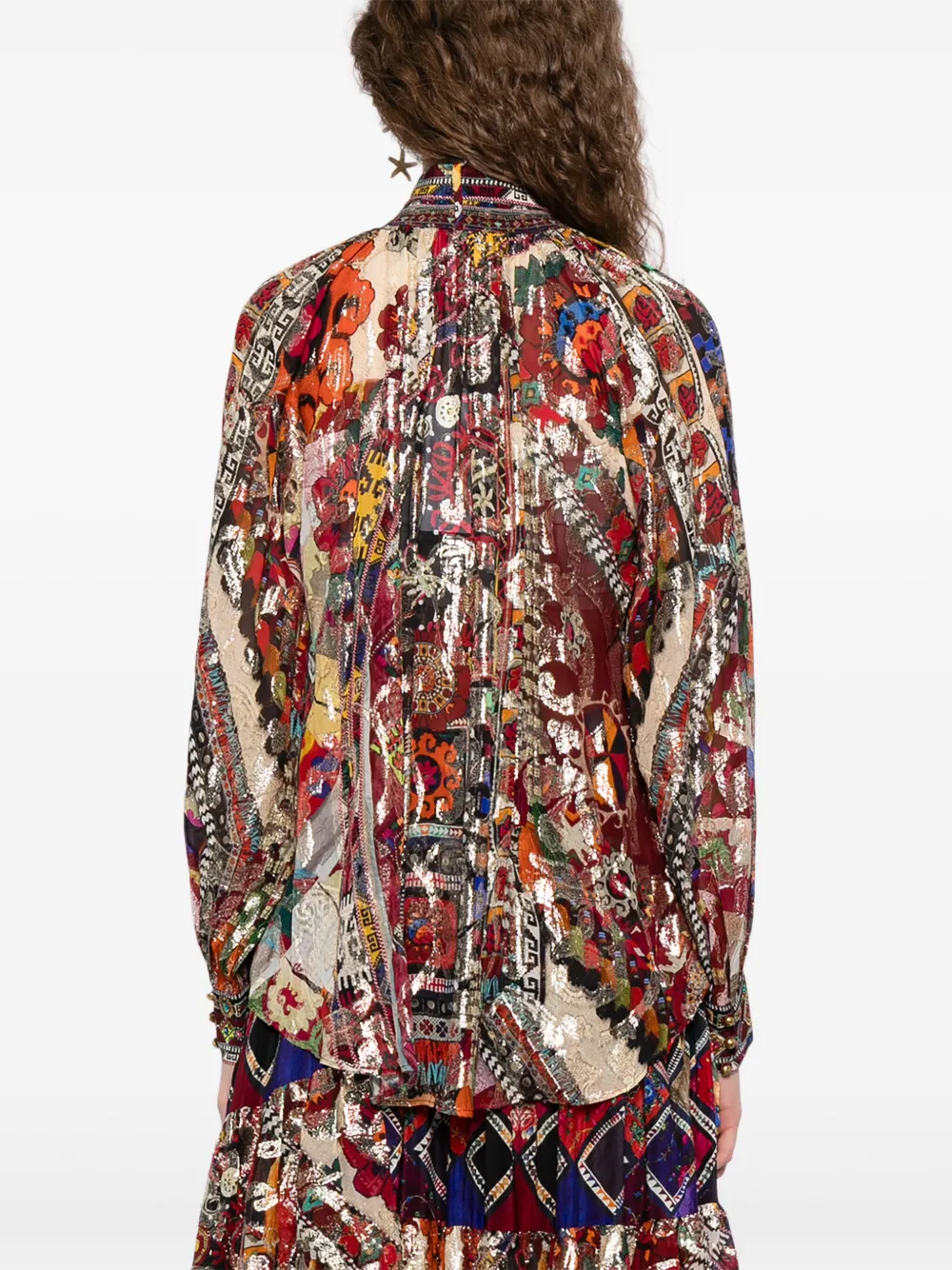 Camilla Blouse met patchwork Rood