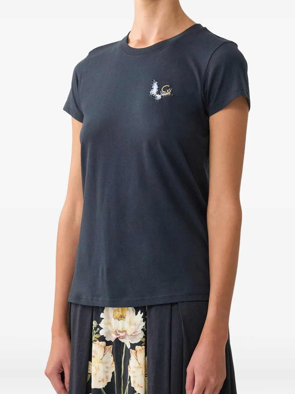 Camilla Ottoman Elegance T-shirt met ronde hals Blauw