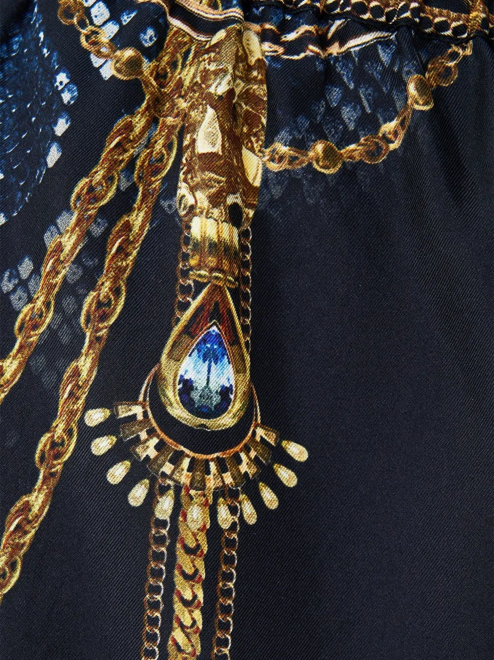 Camilla Broek met trekkoord en print Zwart