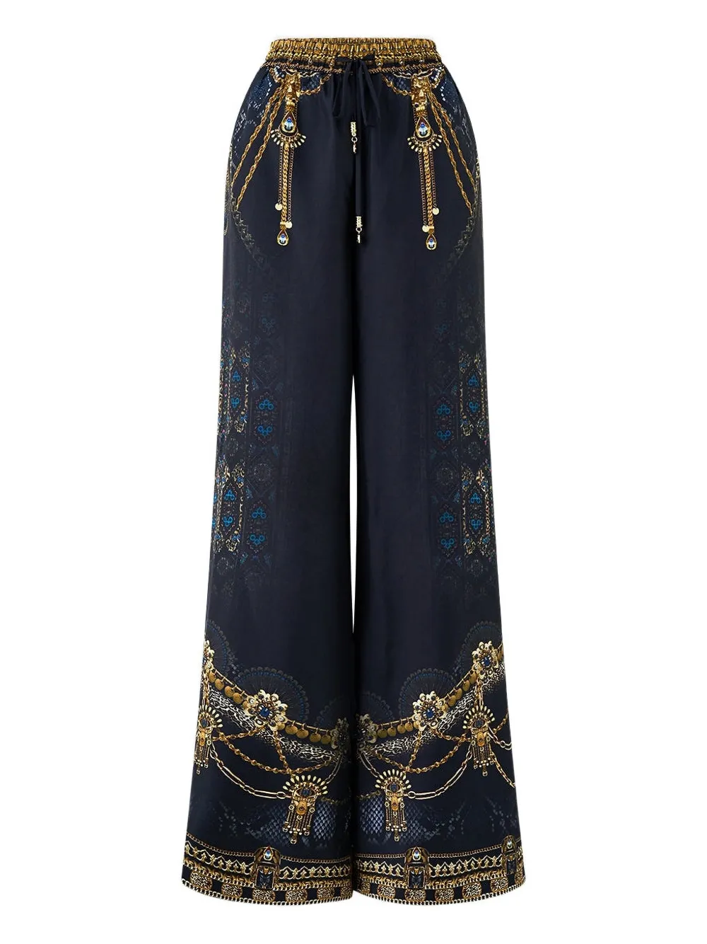 Camilla drawstring printed trousers | Black | Image 1