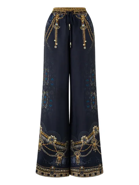 Camilla drawstring printed trousers