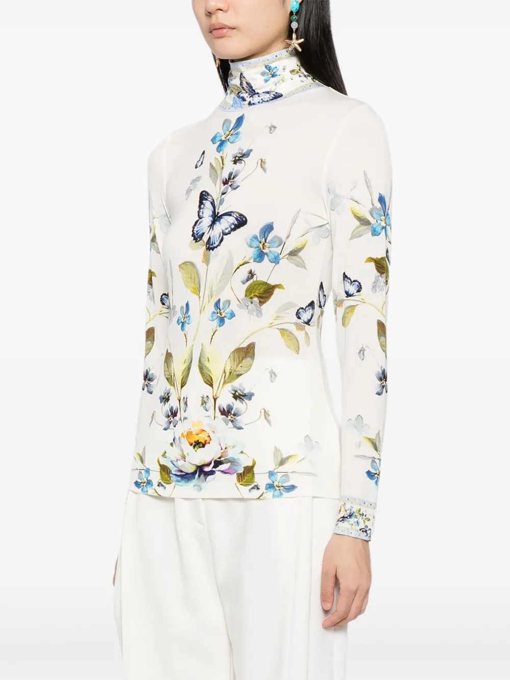 Camilla Botanical ballads top Beige