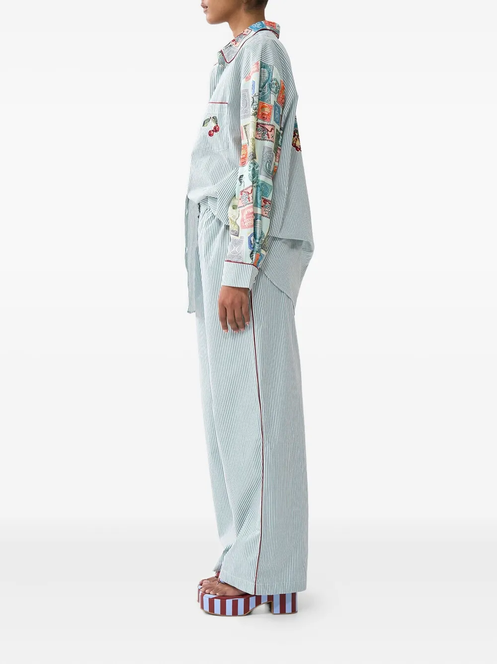 Camilla Gestreepte broek Groen