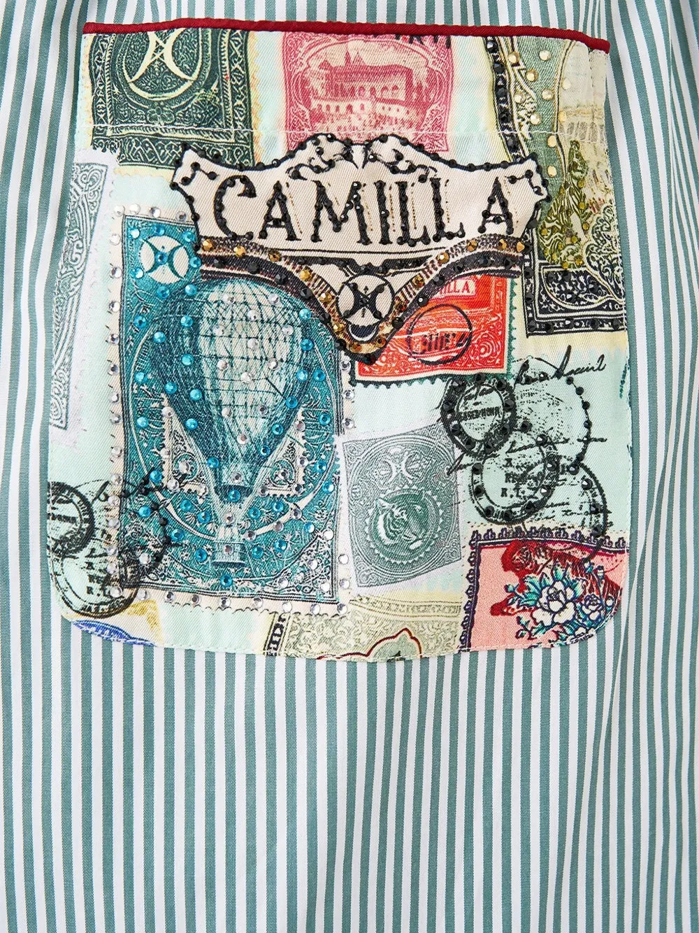 Camilla Gestreepte broek Groen