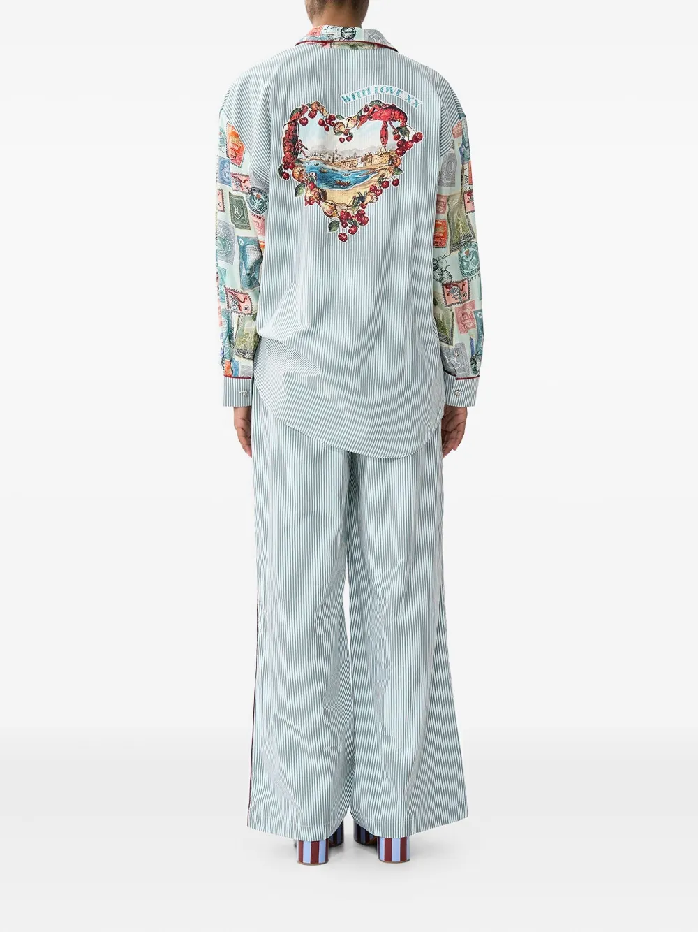 Camilla Gestreepte broek Groen