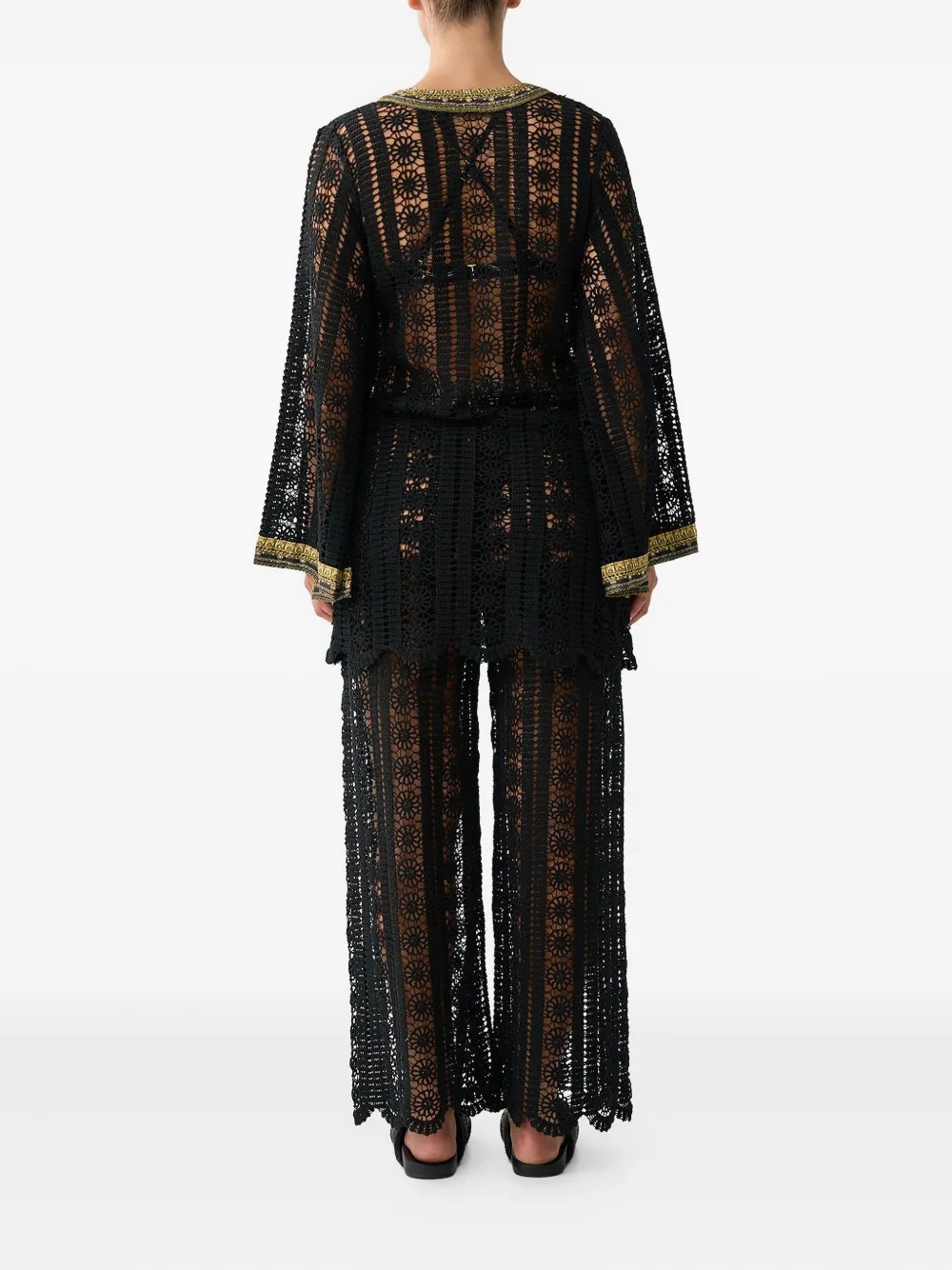 Camilla Tuniek met diepe V-hals en kant Zwart