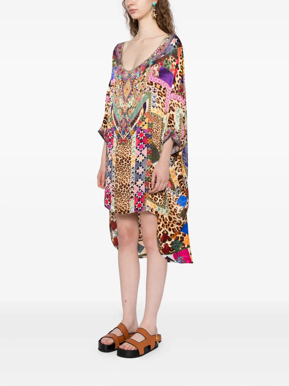 Camilla A-lijn jurk met franje Bruin