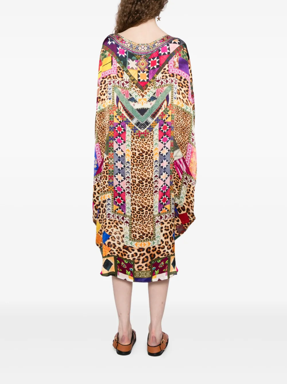 Camilla A-lijn jurk met franje Bruin