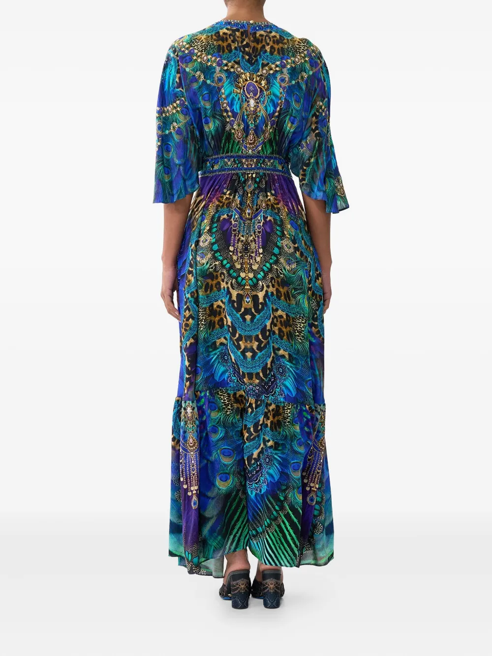 Camilla Jurk met ruches en taille Blauw