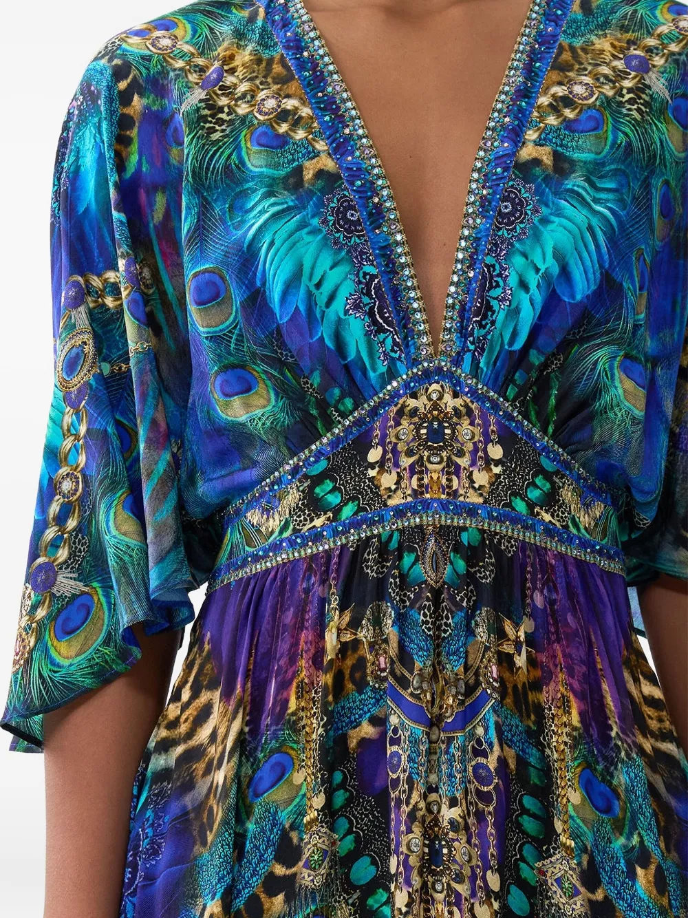 Camilla Jurk met ruches en taille Blauw