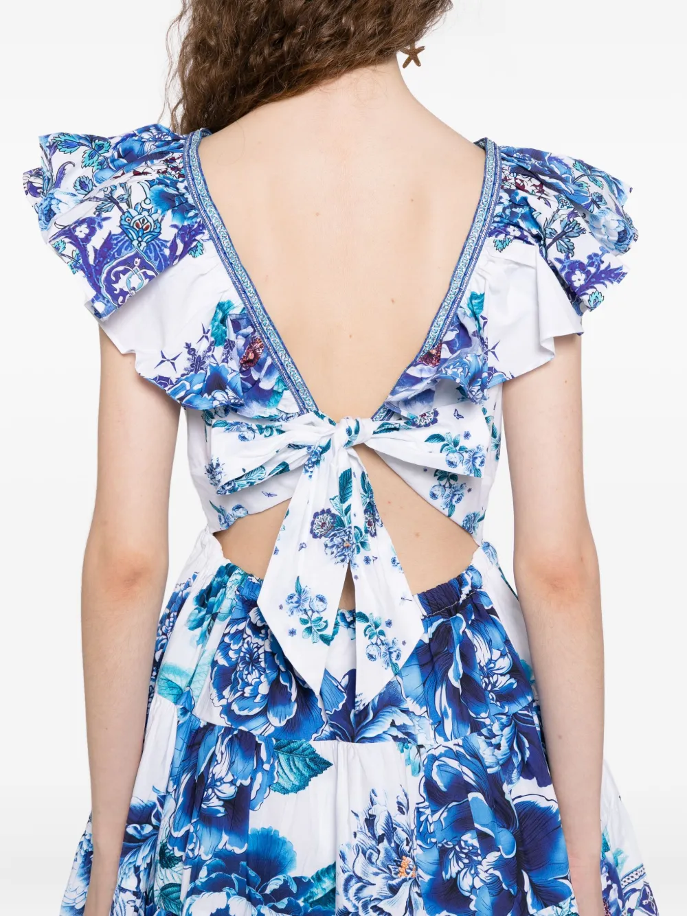 Camilla Gelaagde mini-jurk met franje Wit