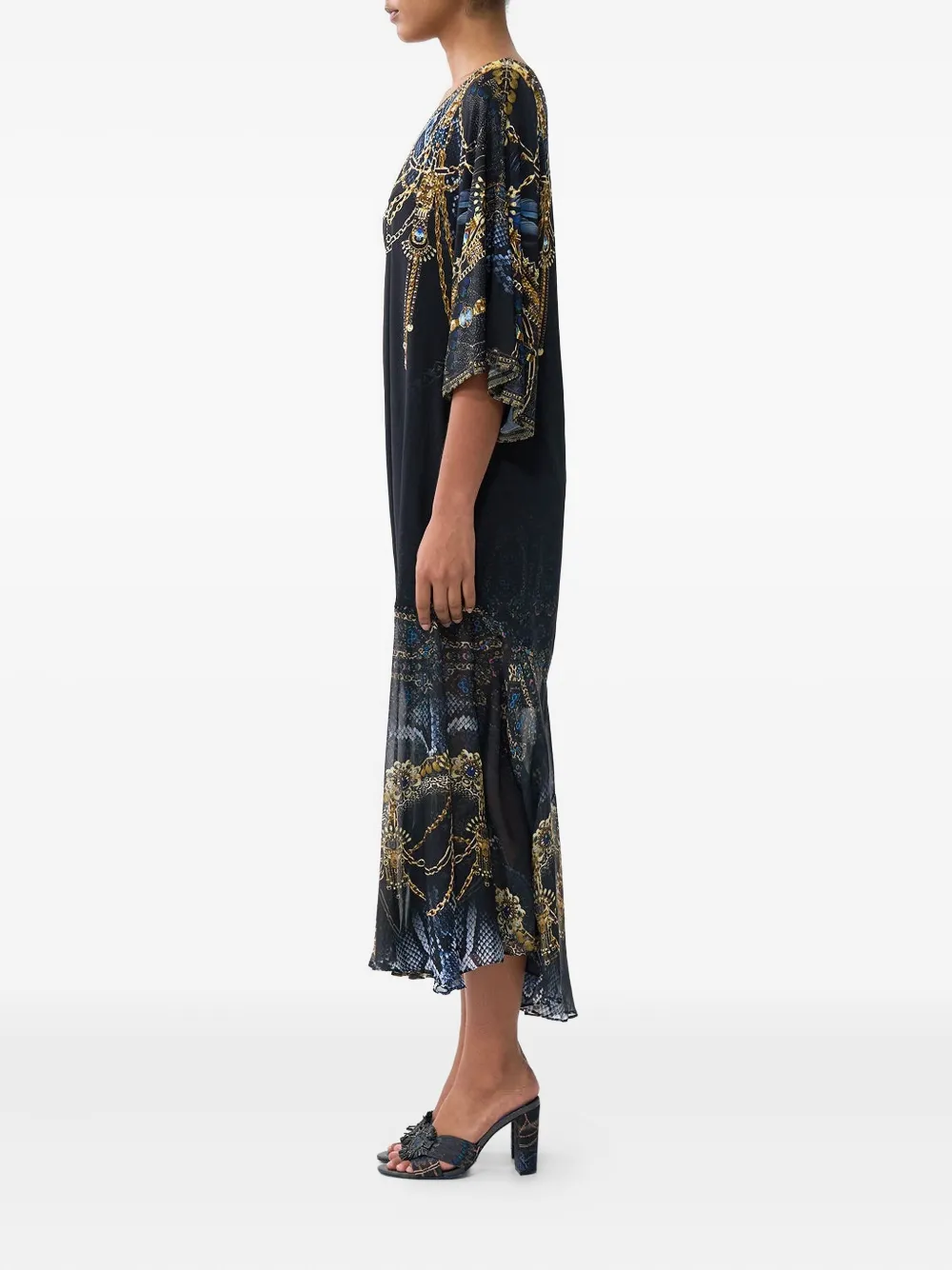 Camilla Asymmetrische midi-wikkeljurk Zwart