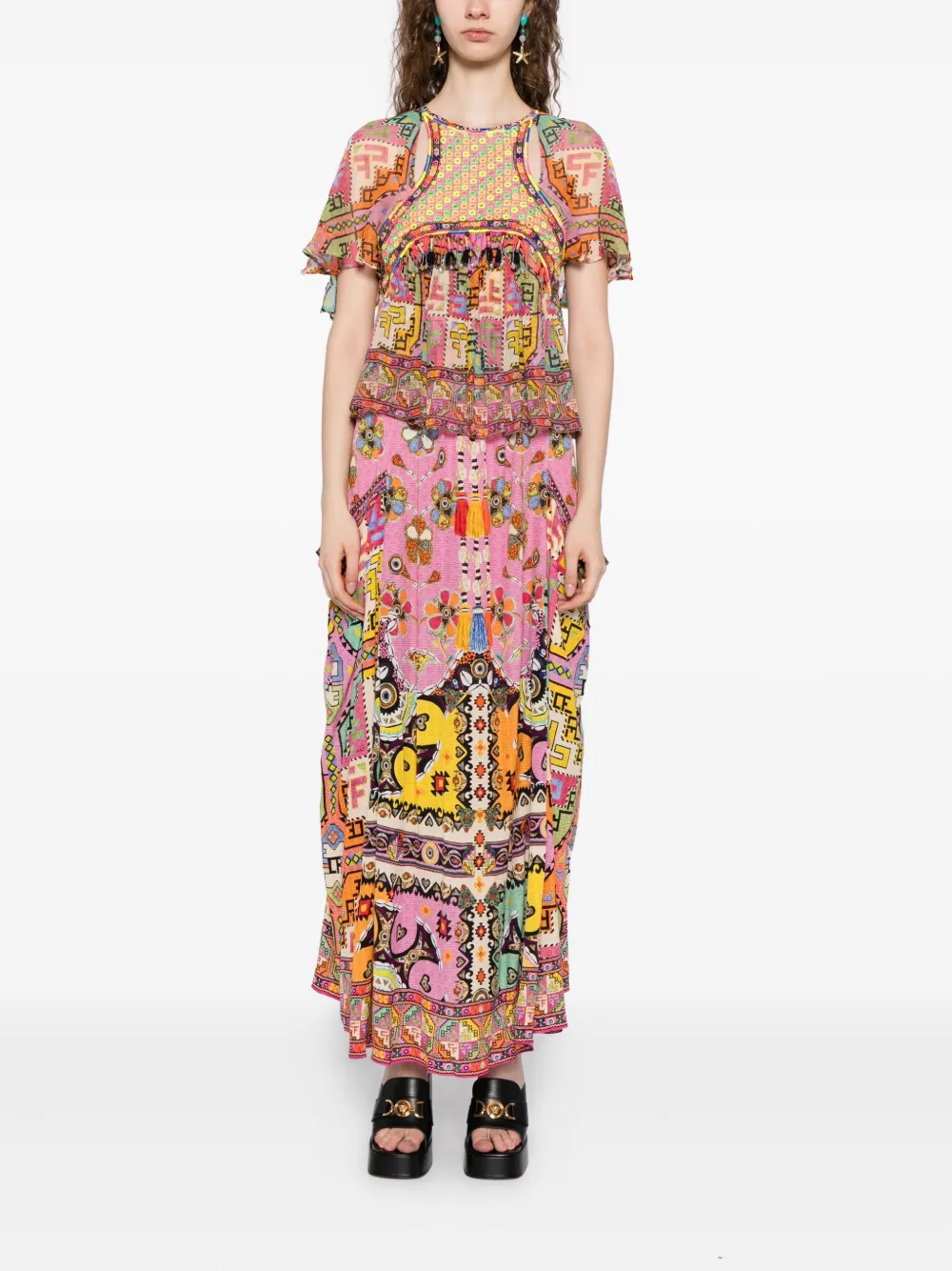 Camilla Top met patchwork - Roze