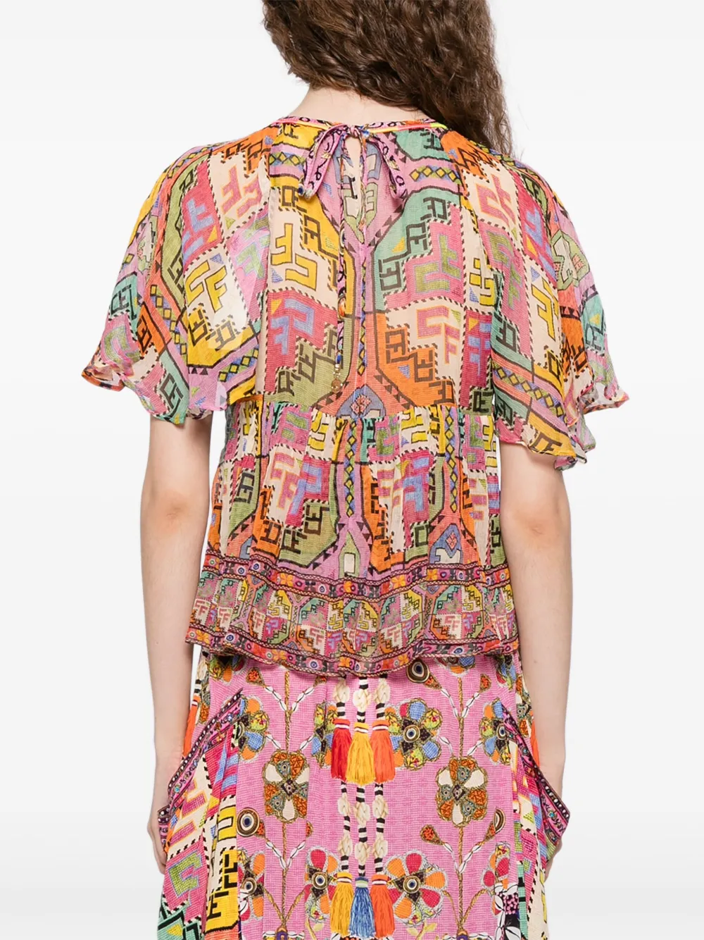 Camilla Top met patchwork Roze