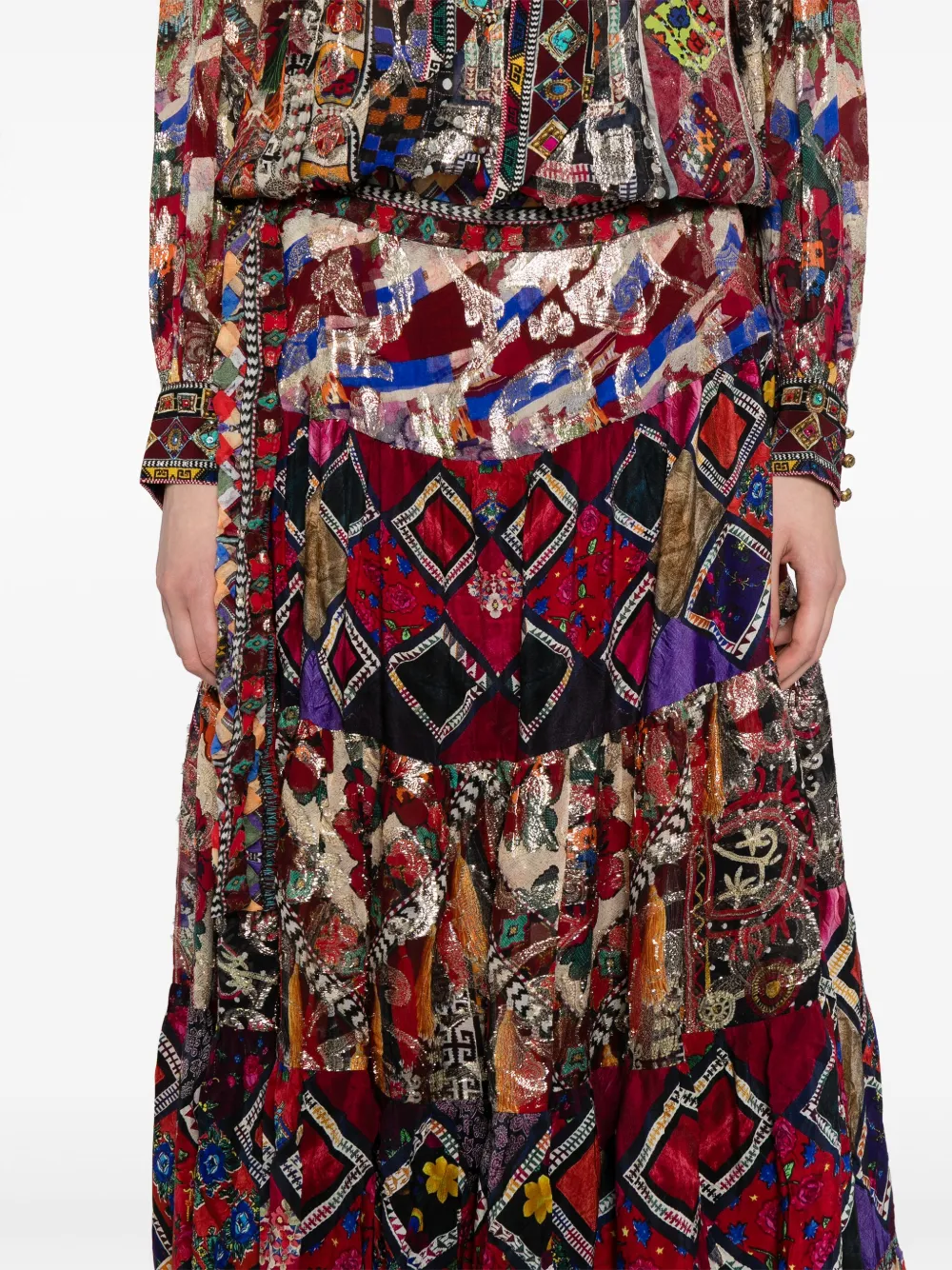 Camilla Wikkelrok met gesmockt vlak Rood