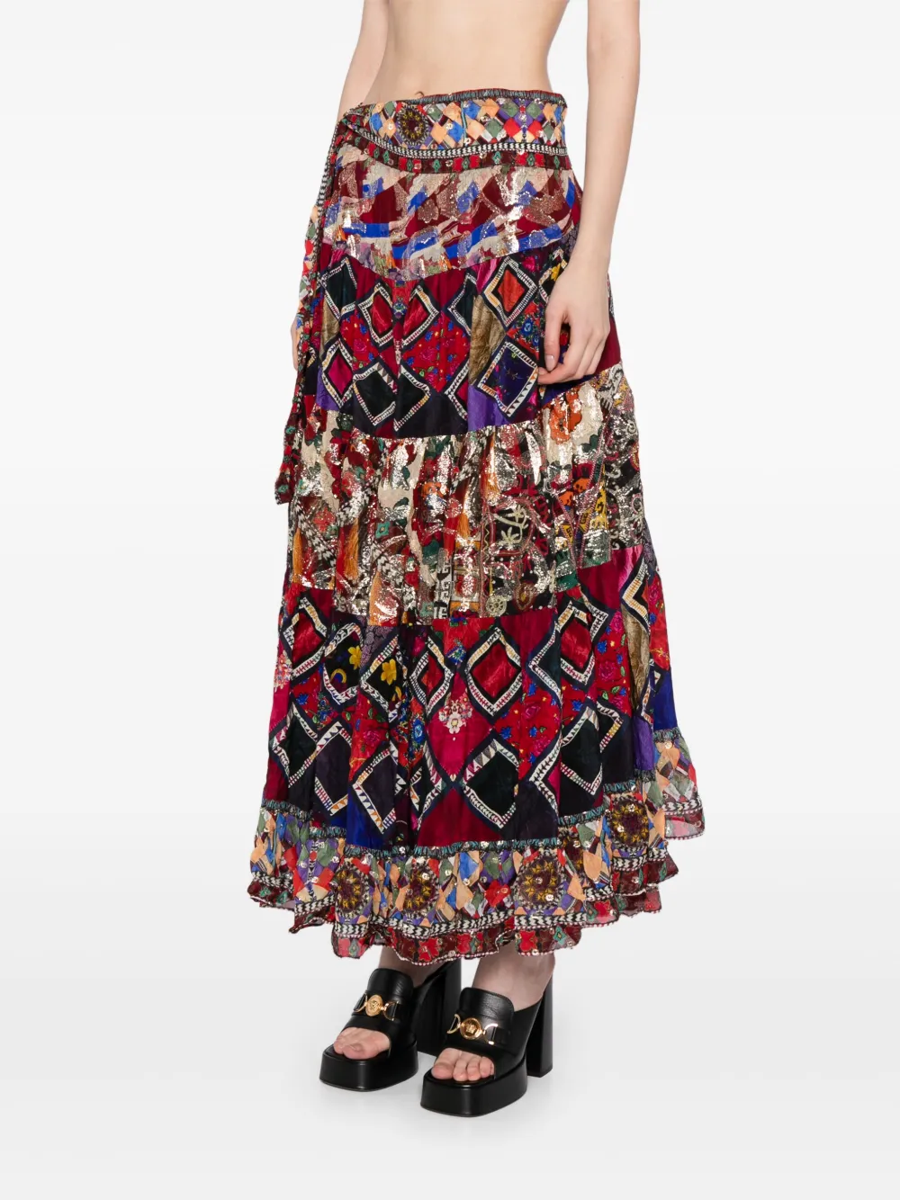 Camilla Wikkelrok met gesmockt vlak Rood