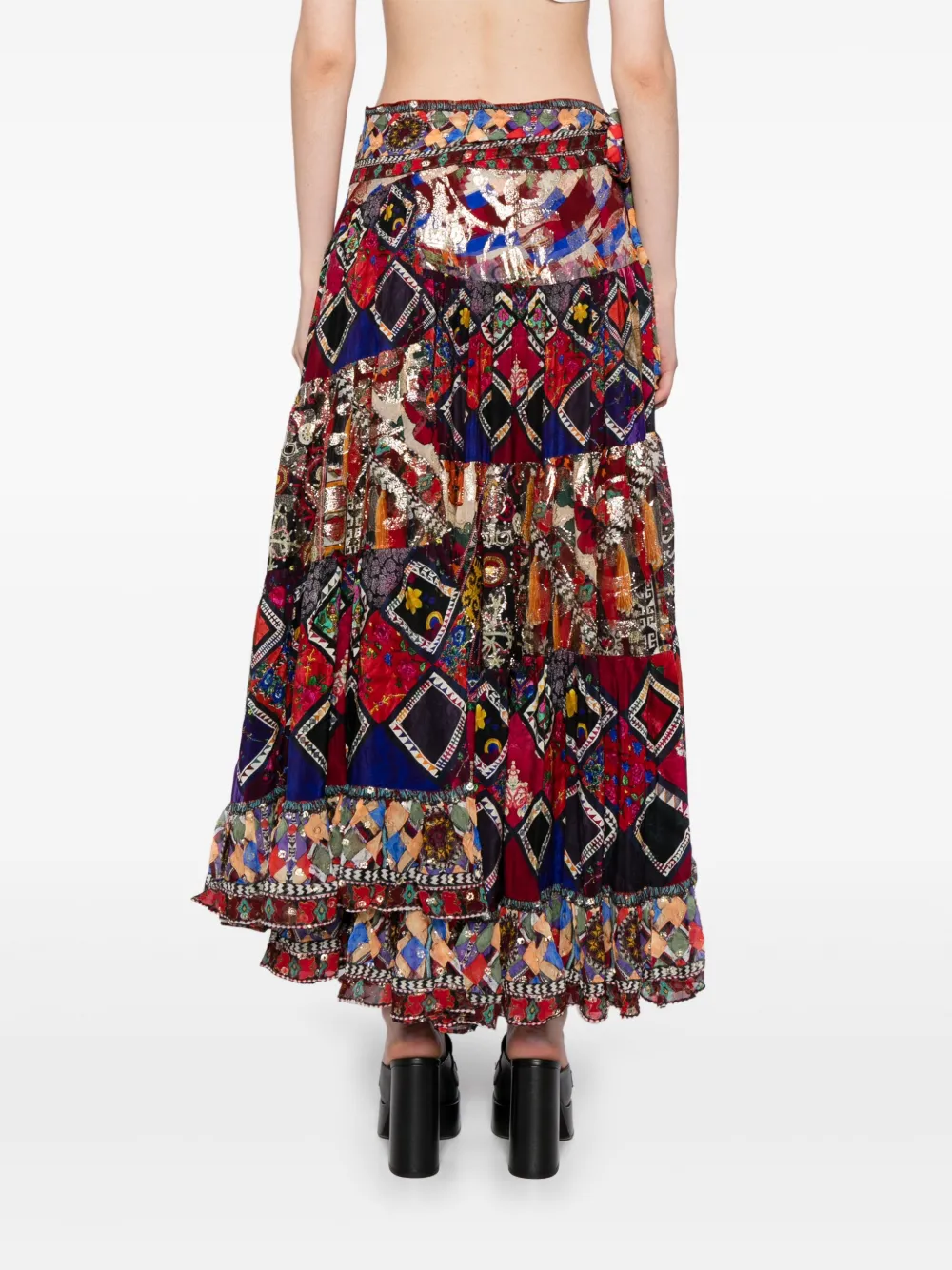 Camilla Wikkelrok met gesmockt vlak Rood