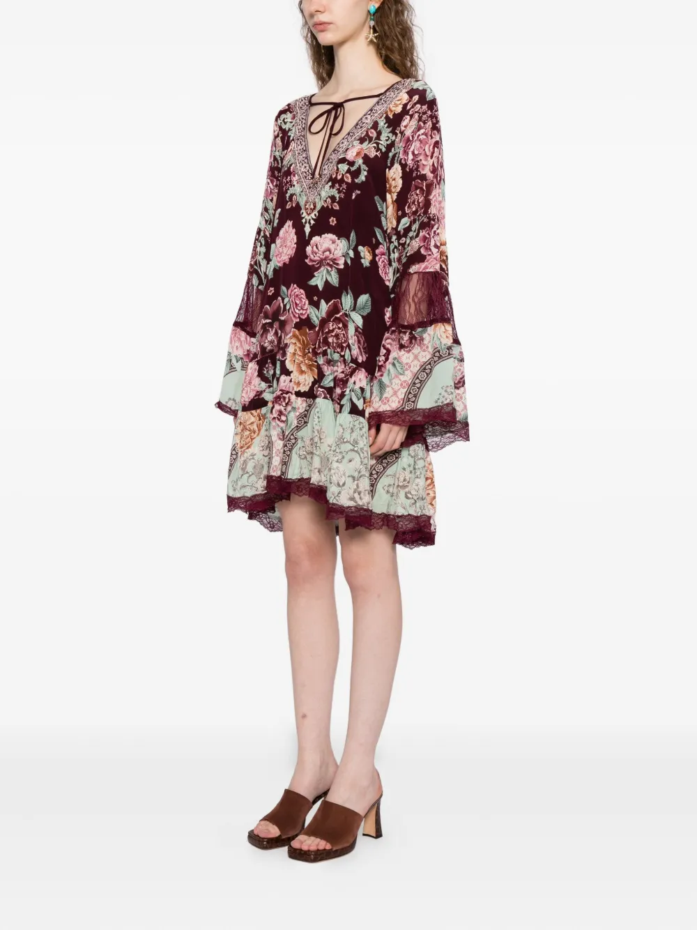 Camilla Jurk met A-lijn en gesmockt vlak Bruin