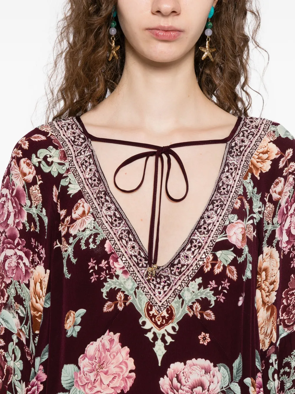 Camilla Jurk met A-lijn en gesmockt vlak Bruin