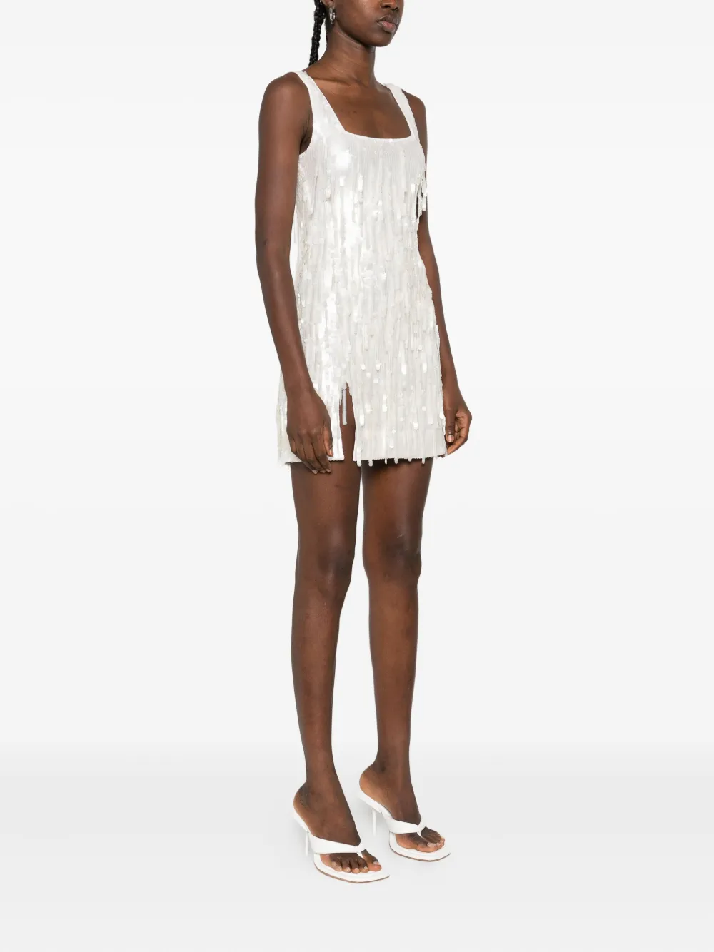 STAUD Le Sable sequin-embellished mini dress Wit