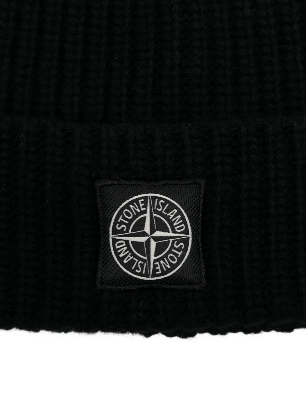 Stone Island ribbed wool beanie - Zwart