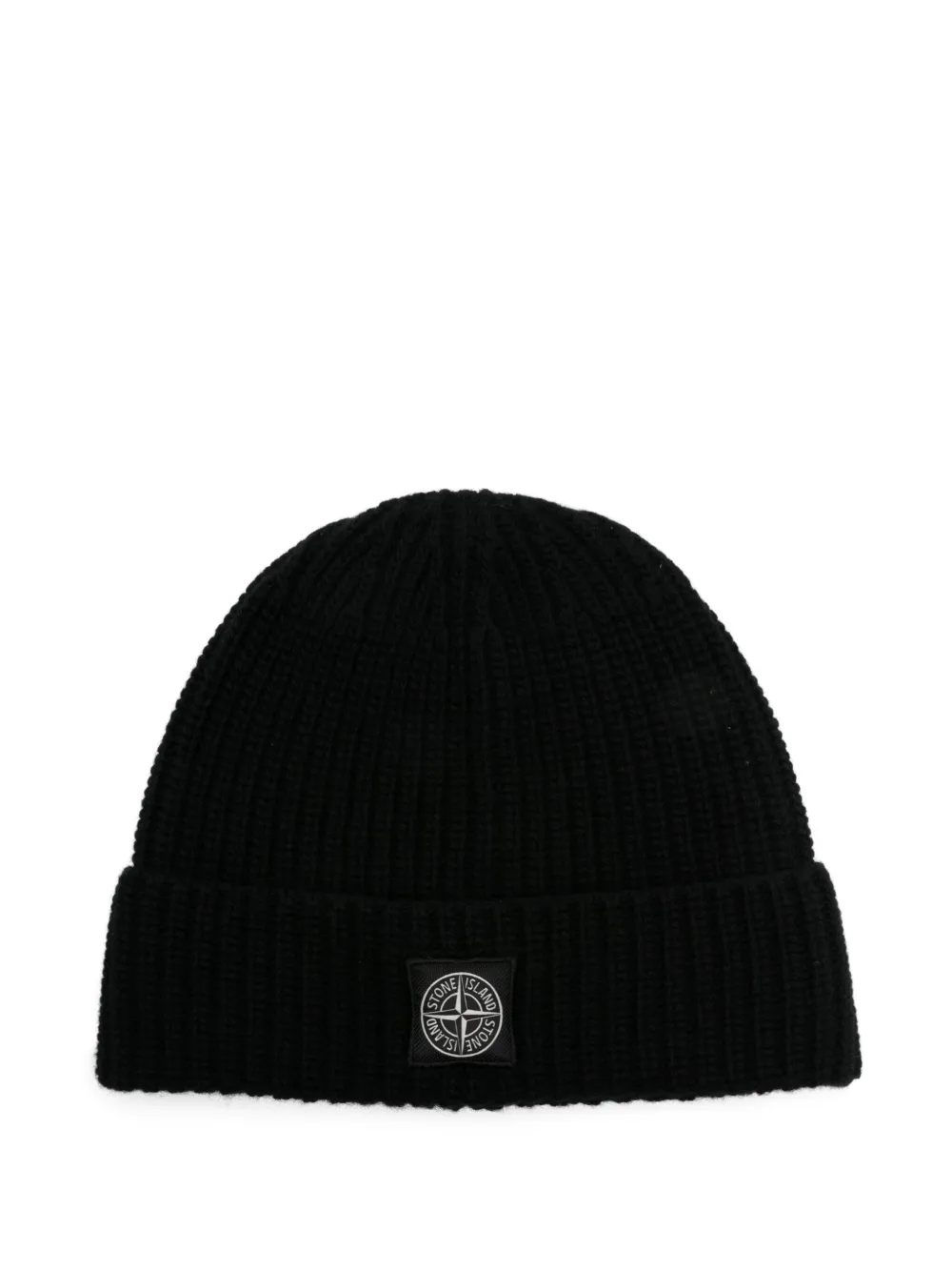 Stone Island ribbed wool beanie Zwart