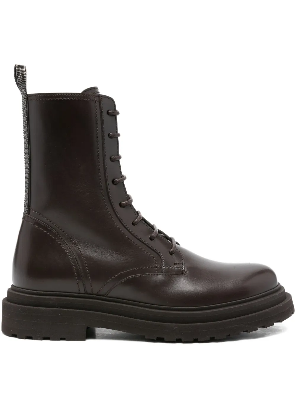 Brunello Cucinelli lace-up platform combat boots Brown