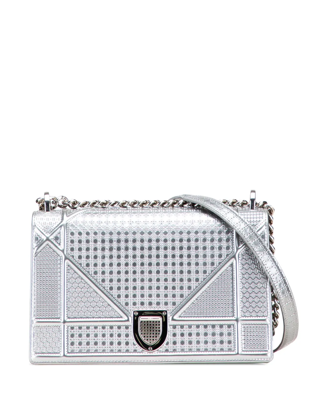 2017 Medium Metallic Patent Microcannage Diorama Flap crossbody bag