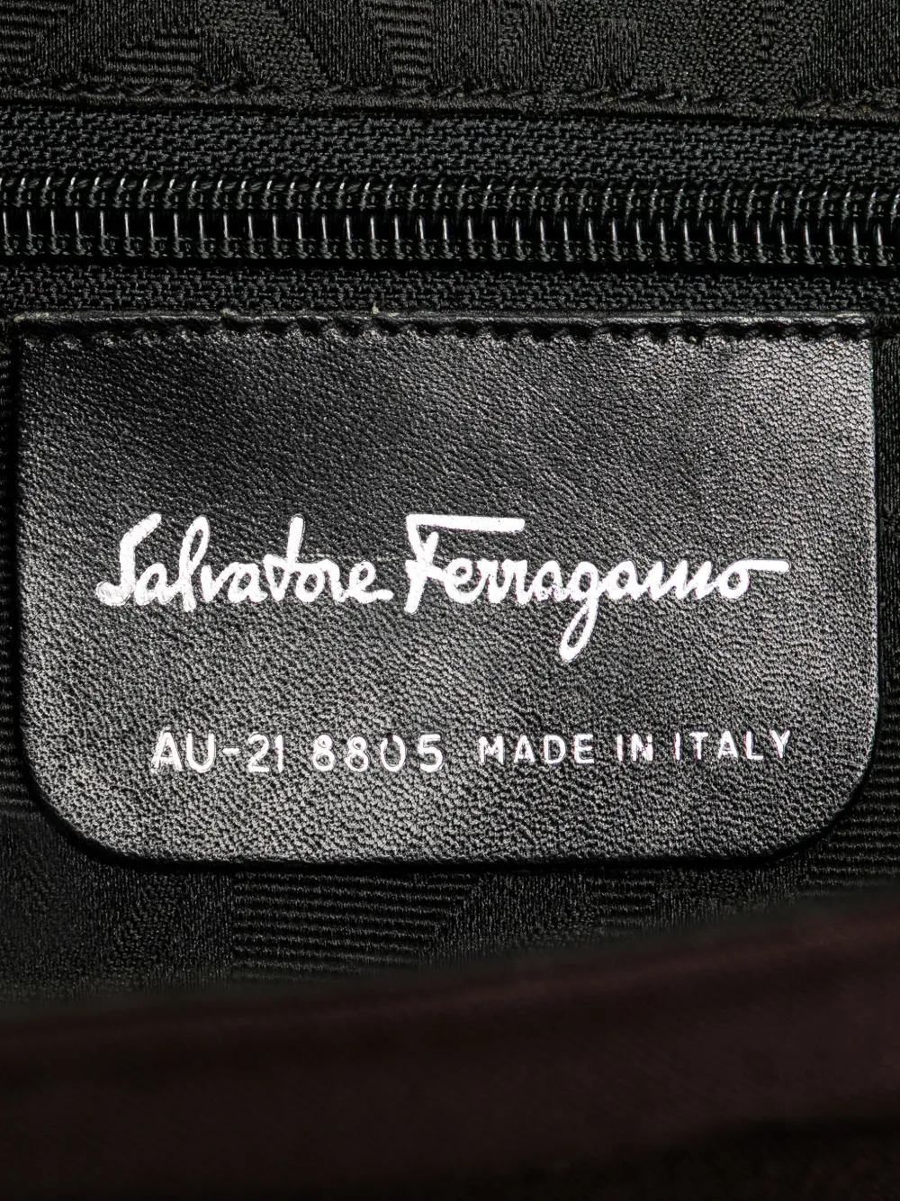 Pre-owned Ferragamo 2010-2025 Nylon Grosgrain Vara Chain Tote Bag In Brown