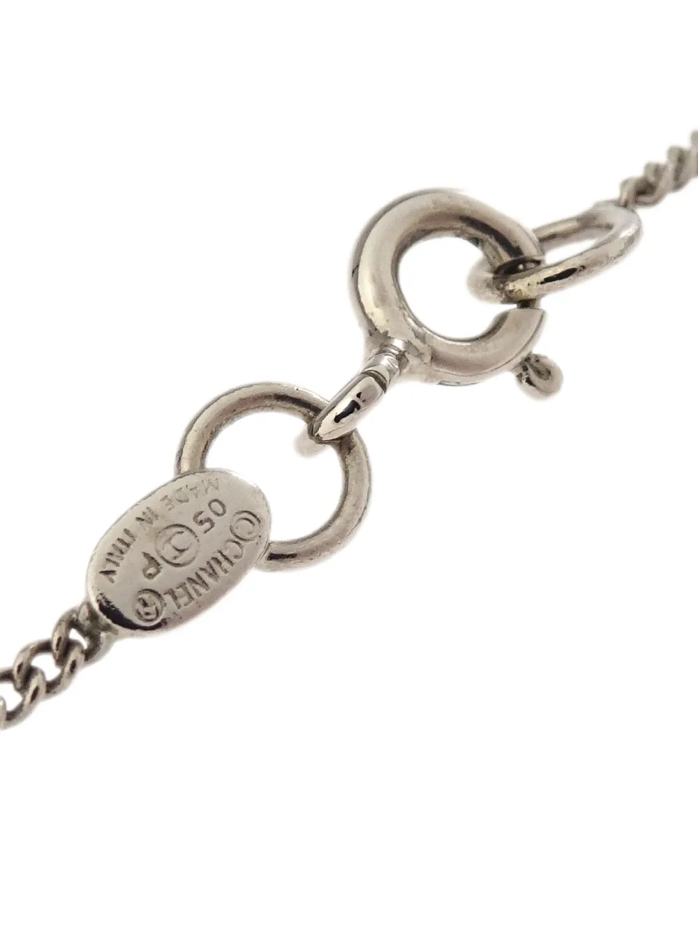 Pre-owned Chanel 2005 Cc Pendant Necklace In Silver