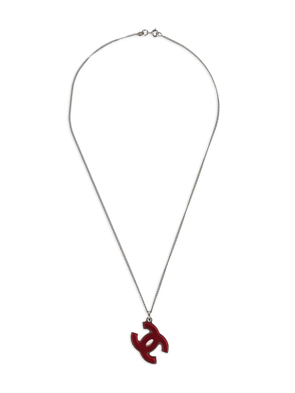 Pre-owned Chanel 2005 Cc Pendant Necklace In Silver