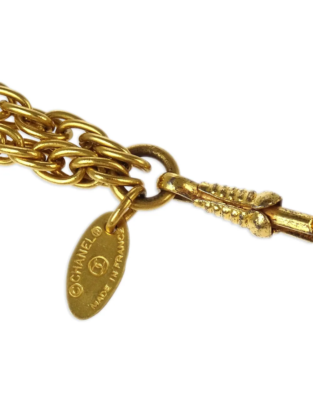 Pre-owned Chanel 1990-2000s Loupe Chain Necklace In Gold